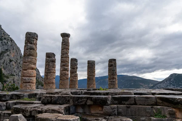 Delphi Greece November 2022 View Doric Columns Temple Ruins Sanctuary — Stock Photo, Image