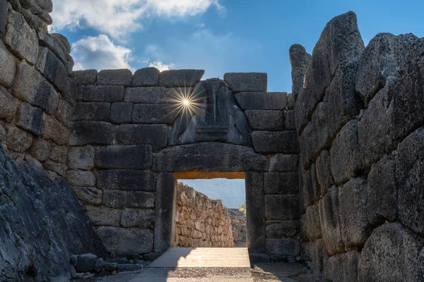 Mykines Grecia Noviembre 2022 Vista Del Portal Entrada Lion Gate —  Fotos de Stock