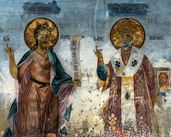 ブルガリアのバコヴォ 2022年10月28日 バコヴォ修道院の壁に14世紀のキリスト教正教会のフレスコ画 — ストック写真