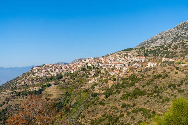 Una Vista Del Pueblo Montaña Arachova Centro Grecia — Foto de Stock