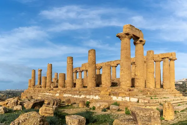 stock image Agrigento, Italy - 3 January, 2024: view of the Temple of Hera in the Valley of the Temples near Agrigento