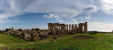 Castelvetrano, Italy - 3 Janaury, 2024: view of Temple E and  Temple F at Selinunte in Sicily clipart