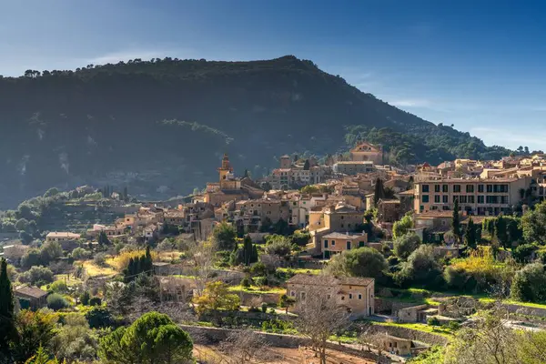 stock image A view of the picturesque mountain town of Valdemossa in the Serra Trasmuntana on Mallorca