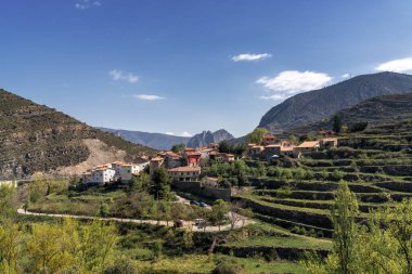 A view of the picturesque little village of Peroblasco in the mountains of eastern La Rioja clipart