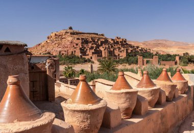 Ait Benhaddou, Morocco - 14 March, 2024: view of the earthen clay village of Ait Benhaddou in southern Morocco clipart
