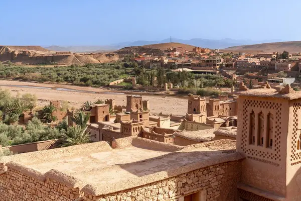 stock image Ait Benhaddou, Morocco - 14 March, 2024: close-up view view of the earthen clay village of Ait Benhaddou in southern Morocco