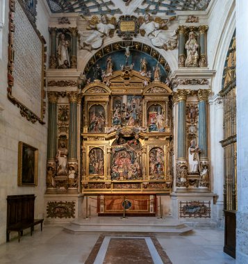Burgos, Spain - 14 April, 2024: view of the altar piece of the Chapel of the Nativity clipart