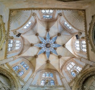 Burgos, Spain - 14 April, 2024: view of the ceiling and cupola of the Chapel of the Purification in the cathedral of Burgos clipart
