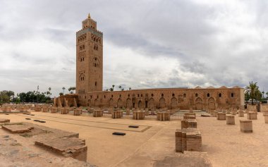 Marrakesh, Morocco - 23 March, 2024: view of the Kutubiyya Mosque in the old medina quarter of downtown Marrakesh clipart