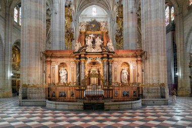 Segovia, Spain - 7 April, 2024: view of the retrochoir of the Segovia Cathedral clipart