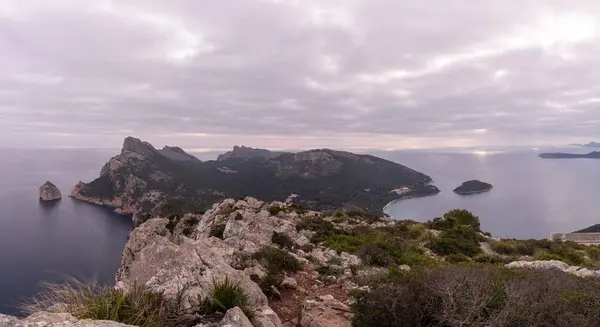 stock image A panorama view of Cap de Formentor in northwestern Majorca at sunrise