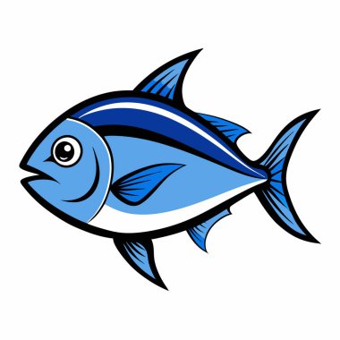 Mavi balık, vektör illüstrasyonu, beyaz arkaplanda.