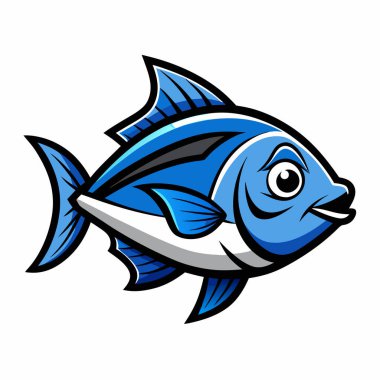 mavi balık karikatür vektör çizimi