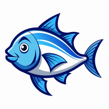 Beyaz zemin üzerine mavi balık simgesi