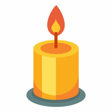 Mum simgesi. Web için yanan mum vektör simgelerinin düz çizimi