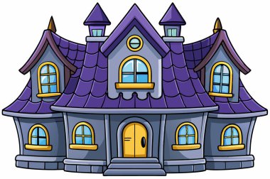 cartoon image of the halloween mansion - isolated vector illustration clipart