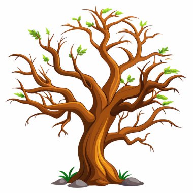 Ağaç beyaz arka plan üzerinde izole yaprakları ile