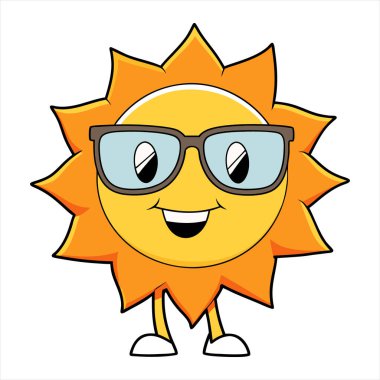 Güneş gözlüğü resimli güneş karakteri