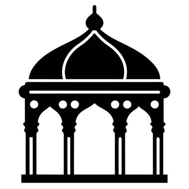 Şeffaf bir arkaplanda cami vektör çizimi. Birinci kalite semboller. Konsept ve grafik tasarım için ince çizgi simgesi.