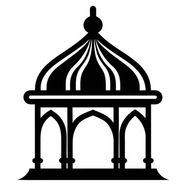 Siyah kubbeli büyük bir cami.