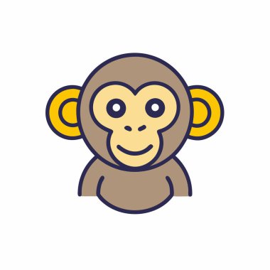 Web ve mobil uygulaması tasarımı, maymun logosu kavramı için beyaz arka plan üzerinde izole maymun simge vektör