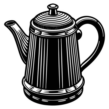 Siyah siluet çaydanlık beyaz arkaplanda izole edildi