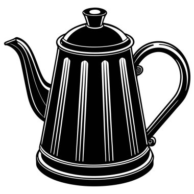 Siyah arkaplandaki çaydanlığın vektör çizimi