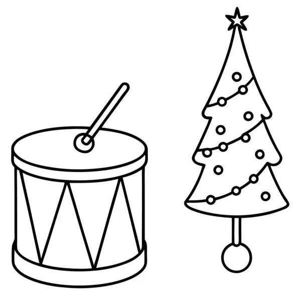 Noel Baba davulu Noel ağacı ile
