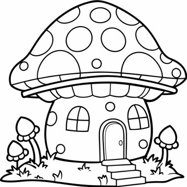 Mantarlı çocuklar için boyama kitabı