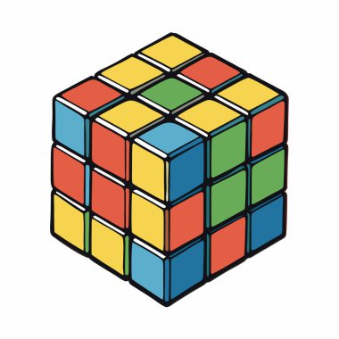 Rubik küpü. Beyaz üzerine izole edilmiş vektör illüstrasyonu
