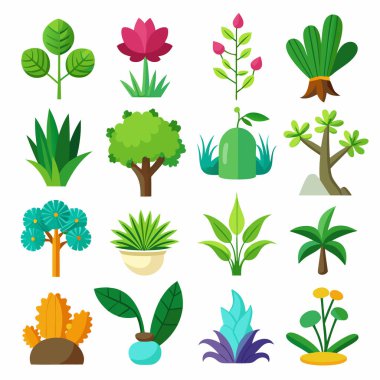 Bitki simgeleri ayarlandı. vektör illüstrasyonu
