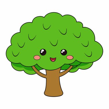 ağaç karakteri çizgi film vektör illüstrasyon grafik tasarımı