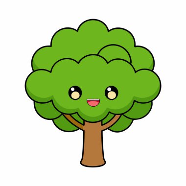 Yapraklı şirin brokoli. Çizgi film karakterinin vektör çizimi
