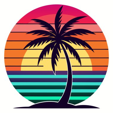 Palm ve Beach ile gün batımı