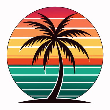 palmiye ağaçları ile ada vektör çizim