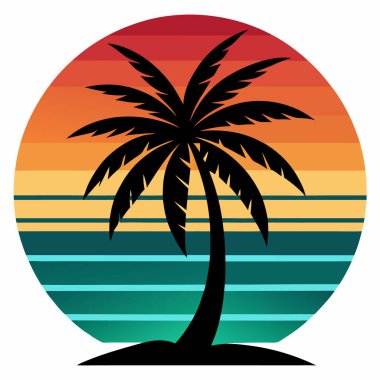 Gün batımı ve güneşli palmiye ağacı silueti