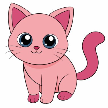 Beyaz arka planda sevimli çizgi film kedisi, çocuk resimleri - tişört, renk kitabı rengi komik ve arkadaş canlısı karakter karakteri