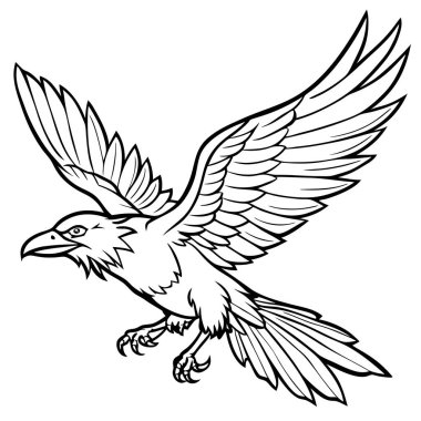 Kartal uzanmış elleriyle uçuyor, bembeyaz üzerinde yalıtılmış. vektör illüstrasyonu
