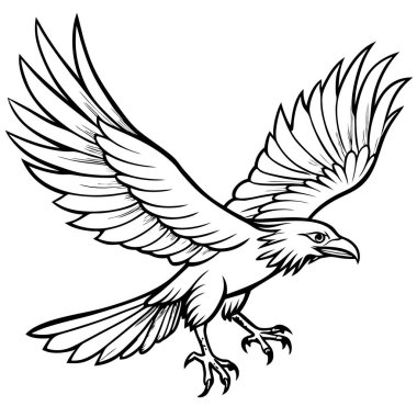 bir kuşun siyah beyaz çizimi