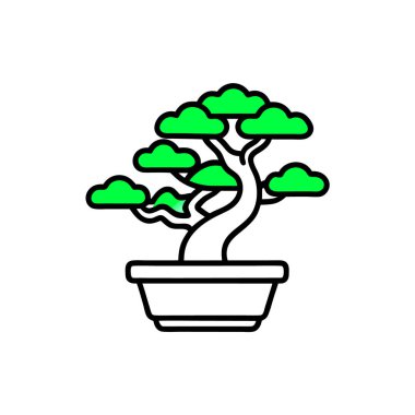 bonsai ağacı simgesi vektör sembolü çizimi