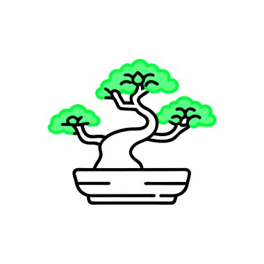 Bonsai simge vektörü web ve mobil uygulama tasarımınız için beyaz arkaplanda izole edildi