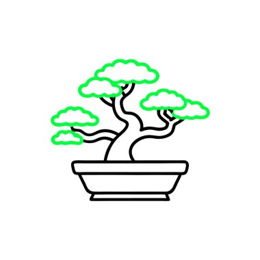 Ağaç simgesi. İnce çizgi işareti. beyaz arkaplanda izole