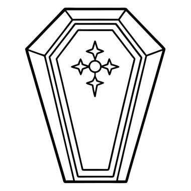 Tabut simgesi vektörü. İnce çizgi işareti. İzole edilmiş kontür sembolü gösterimi