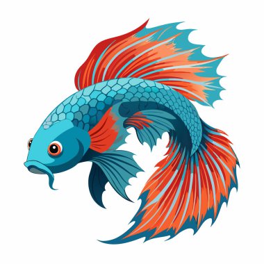 Beyaz arkaplanda izole edilmiş renkli balıklar, vektör illüstrasyonu