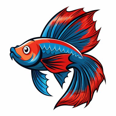 Beyaz arkaplanda balık karikatürünün vektör çizimi