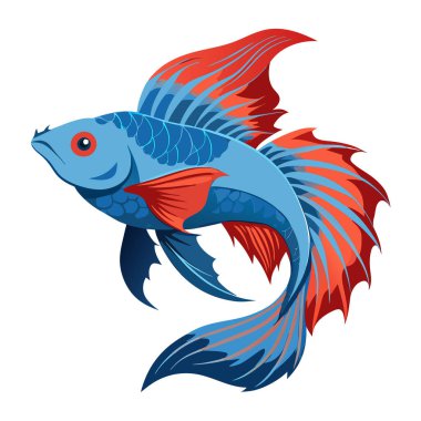 Mavi arka planda kırmızı balık