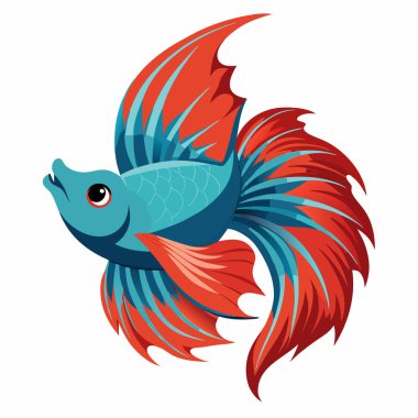 Beyaz zemin üzerinde kırmızı bir balığın vektör çizimi