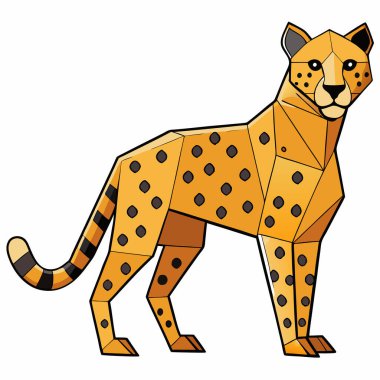 Beyaz arkaplanda çita, vektör, illüstrasyon.