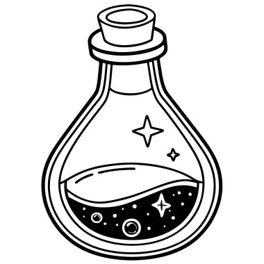 Yıldız vektör illüstrasyon tasarımlı sihirli iksir şişesi