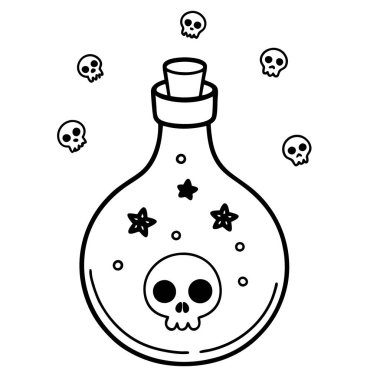 Çizgi film sihirli şişesinin vektör çizimi